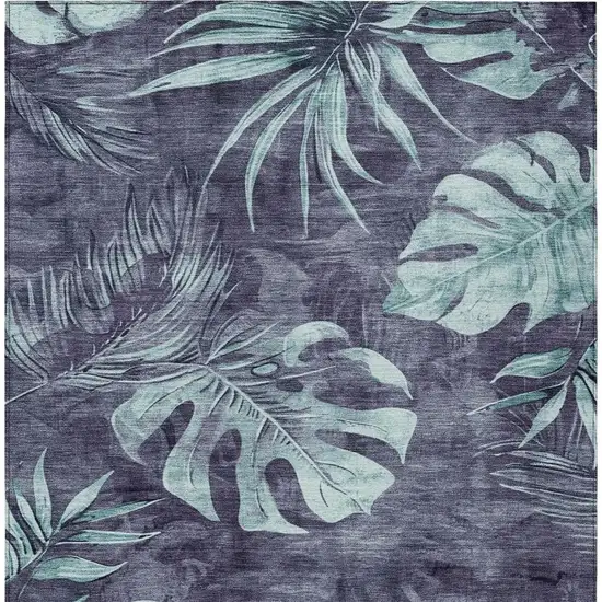 Blue And Mint Green Floral Washable Indoor Outdoor Area Rug Photo 4