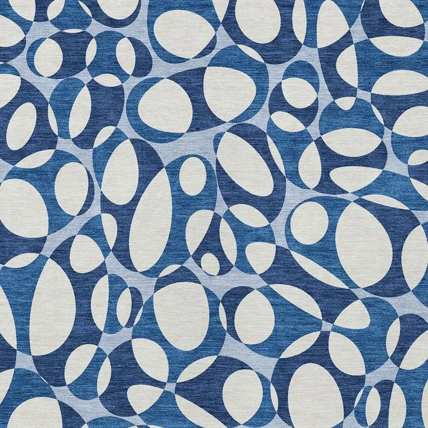 Blue And Navy Blue Abstract Washable Indoor Outdoor Area Rug Photo 2
