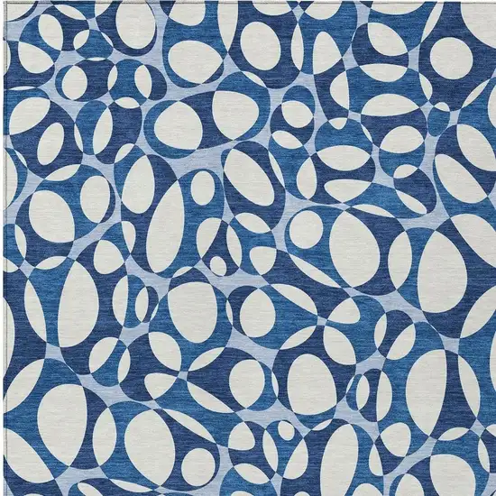 Blue And Navy Blue Abstract Washable Indoor Outdoor Area Rug Photo 3
