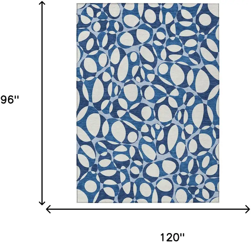 Blue And Navy Blue Abstract Washable Indoor Outdoor Area Rug Photo 6
