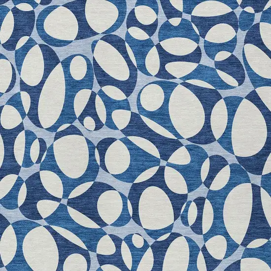 Blue And Navy Blue Abstract Washable Indoor Outdoor Area Rug Photo 2