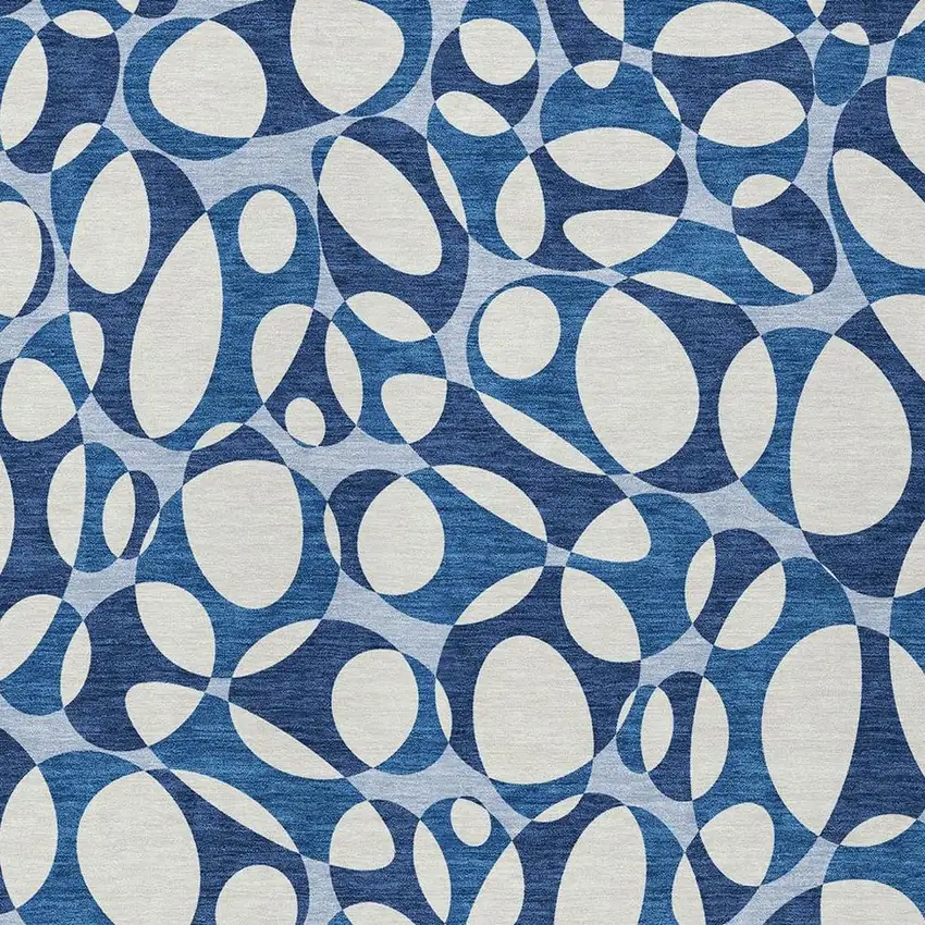 Blue And Navy Blue Abstract Washable Indoor Outdoor Area Rug Photo 2