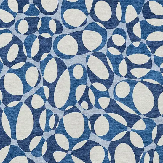 Blue And Navy Blue Abstract Washable Indoor Outdoor Area Rug Photo 2