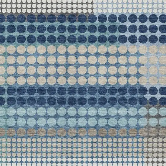 Blue And Navy Blue Geometric Washable Indoor Outdoor Area Rug Photo 2