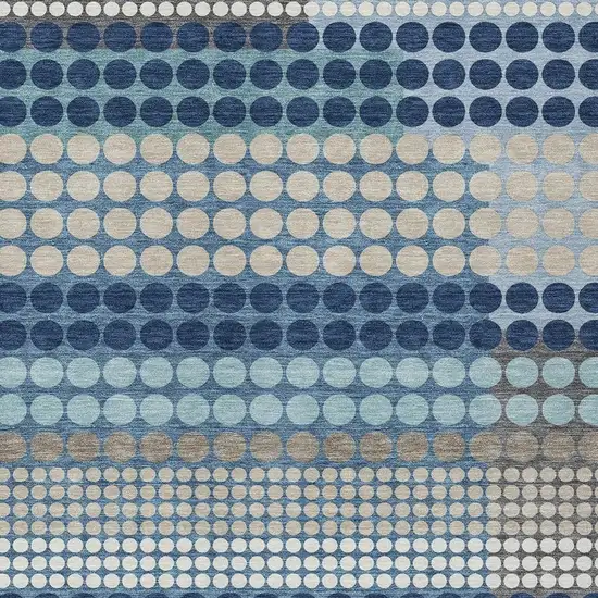 Blue And Navy Blue Geometric Washable Indoor Outdoor Area Rug Photo 2