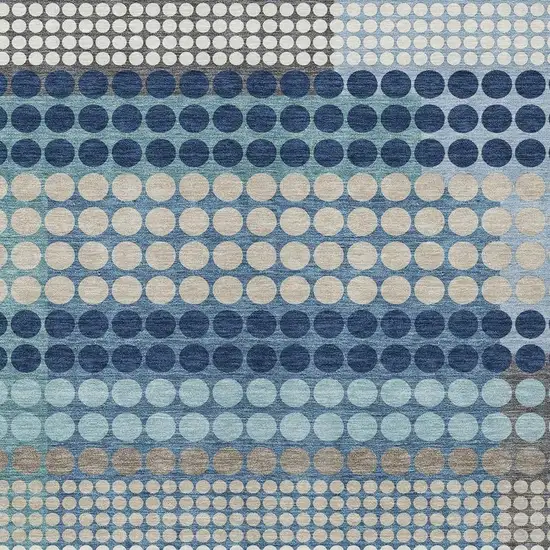 Blue And Navy Blue Geometric Washable Indoor Outdoor Area Rug Photo 2