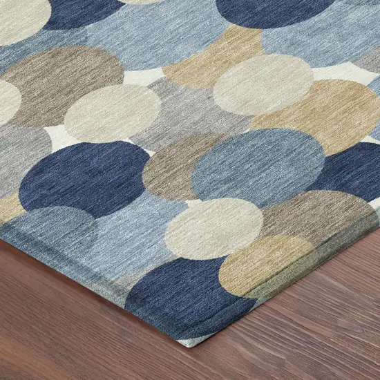 Blue And Navy Blue Geometric Washable Indoor Outdoor Area Rug Photo 8