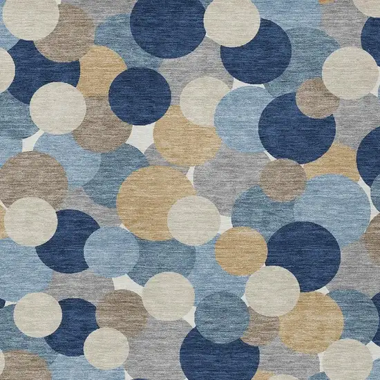 Blue And Navy Blue Geometric Washable Indoor Outdoor Area Rug Photo 2