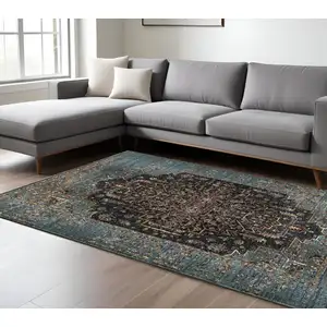Photo of Blue And Navy Blue Medallion Area Rug