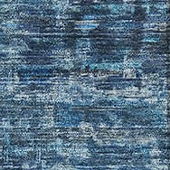 Blue And Navy Blue Oriental Washable Area Rug With UV Protection Photo 2