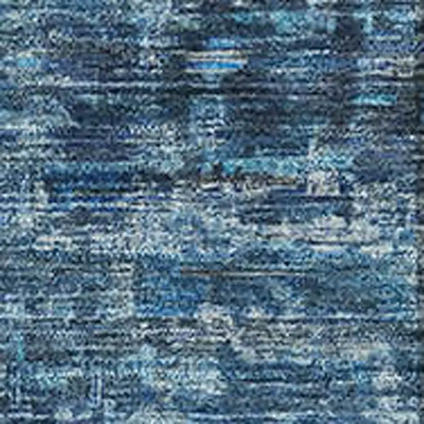 Blue And Navy Blue Oriental Washable Area Rug With UV Protection Photo 2