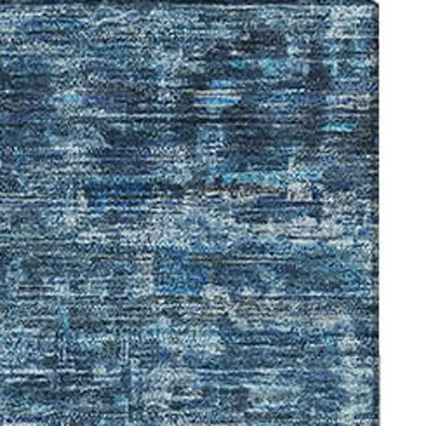 Blue And Navy Blue Oriental Washable Area Rug With UV Protection Photo 3