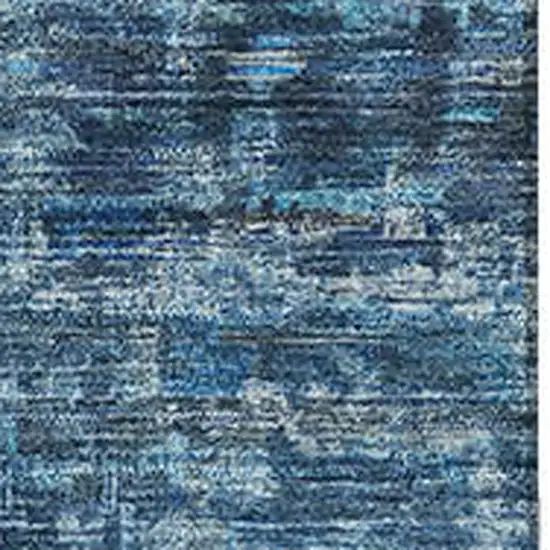 Blue And Navy Blue Oriental Washable Area Rug With UV Protection Photo 2