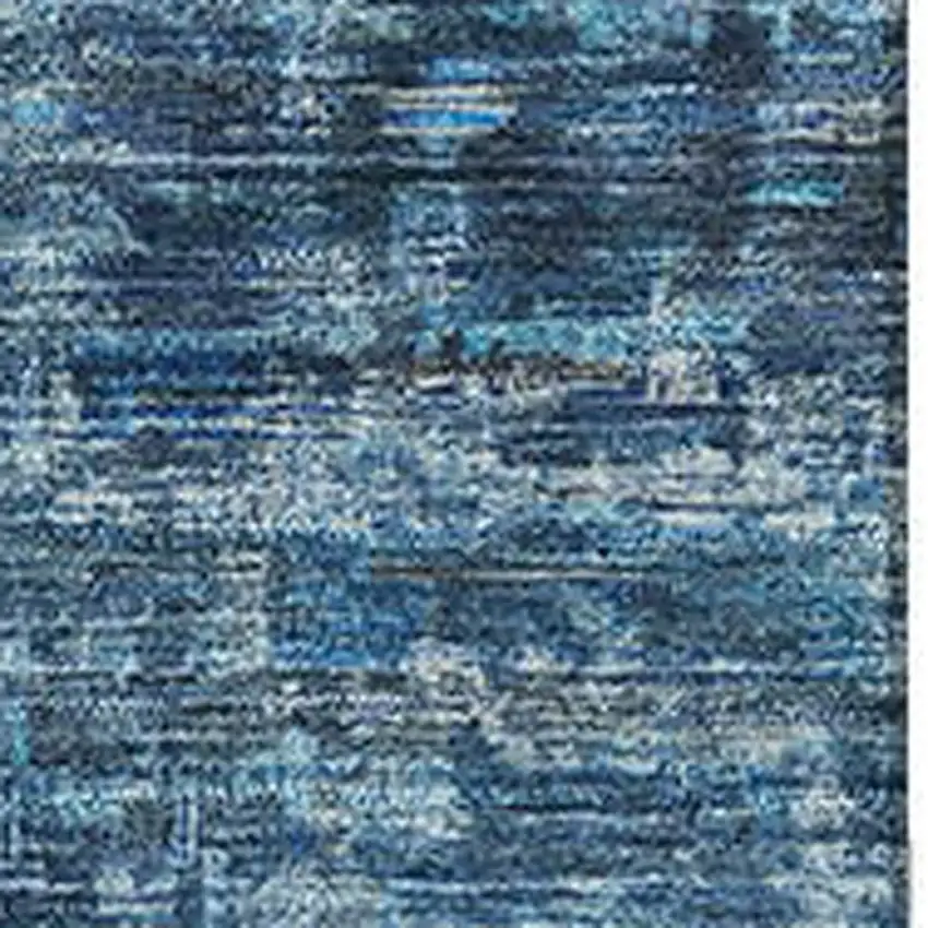 Blue And Navy Blue Oriental Washable Area Rug With UV Protection Photo 2