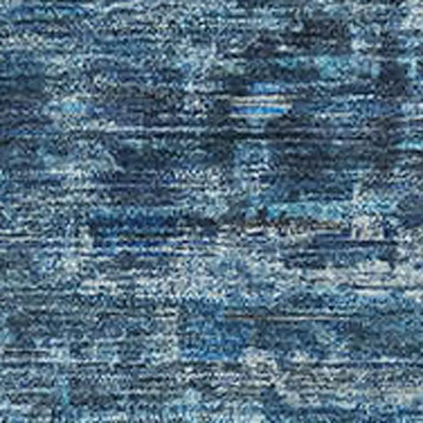 Blue And Navy Blue Oriental Washable Area Rug With UV Protection Photo 2