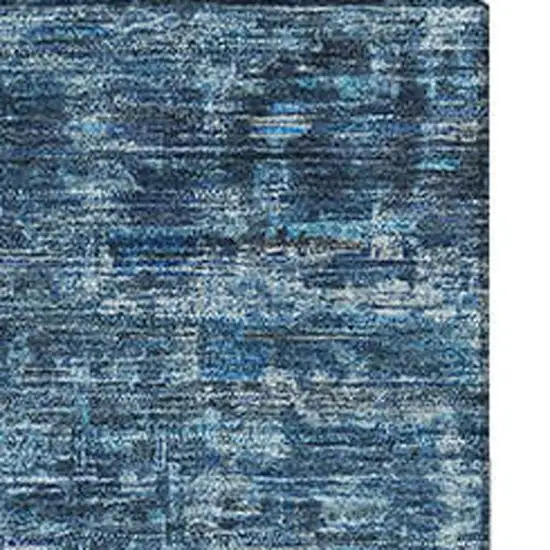 Blue And Navy Blue Oriental Washable Area Rug With UV Protection Photo 3