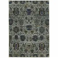 Photo of Blue And Navy Oriental Power Loom Stain Resistant Area Rug
