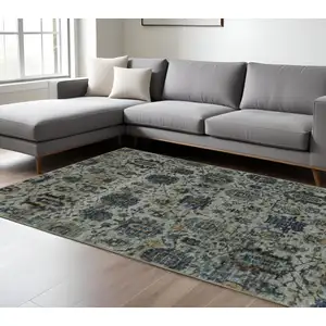 Photo of Blue And Navy Oriental Power Loom Stain Resistant Area Rug