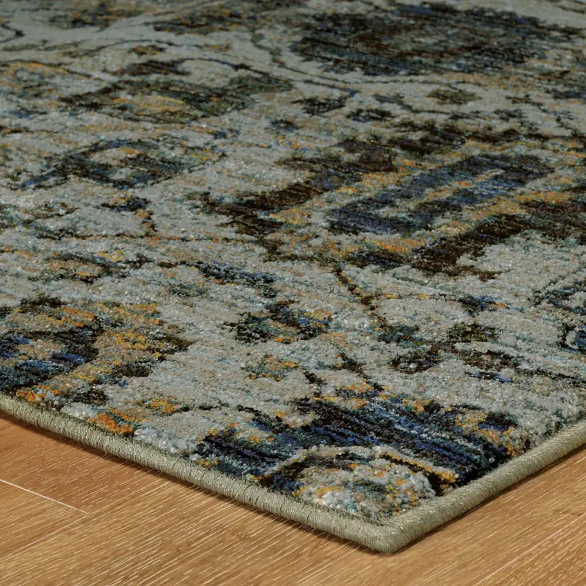 Blue Green Oriental Power Loom Area Rug Photo 5