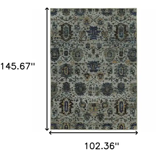 Blue Green Oriental Power Loom Area Rug Photo 3