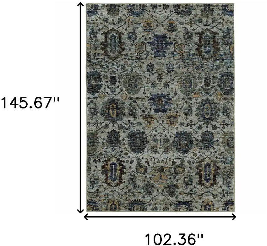 Blue Green Oriental Power Loom Area Rug Photo 3