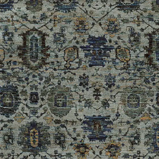 Blue Green Oriental Power Loom Area Rug Photo 4