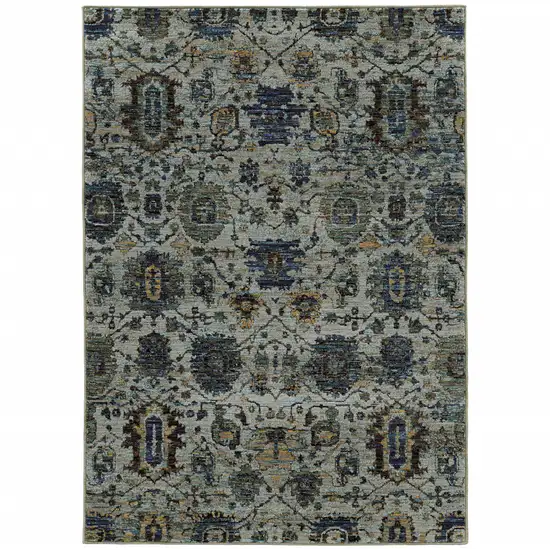Blue Green Oriental Power Loom Area Rug Photo 2