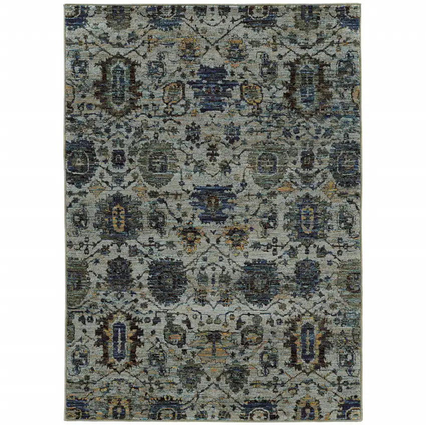Blue Green Oriental Power Loom Area Rug Photo 2