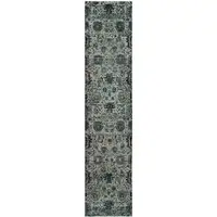 Photo of Blue And Navy Oriental Power Loom Stain Resistant Runner Rug