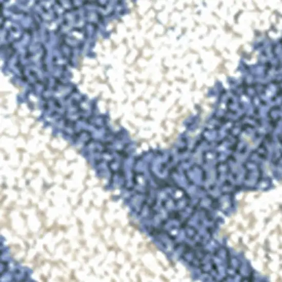 Blue And Off White Trellis Washable Area Rug With UV Protection Photo 3