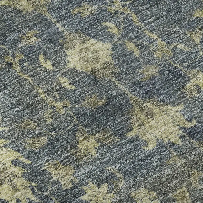 Blue And Olive Green Oriental Washable Area Rug With UV Protection Photo 9