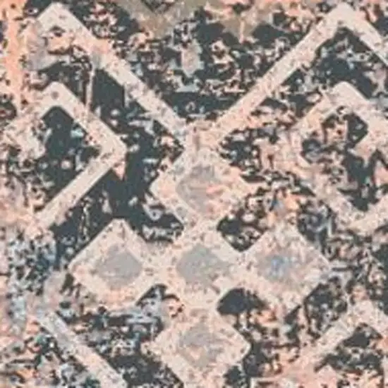 Blue And Orange Abstract Distressed Area Rug Photo 3