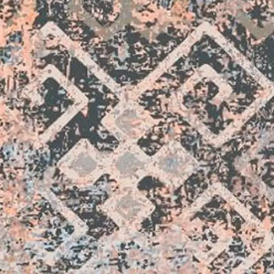 Blue And Orange Abstract Distressed Area Rug Photo 4