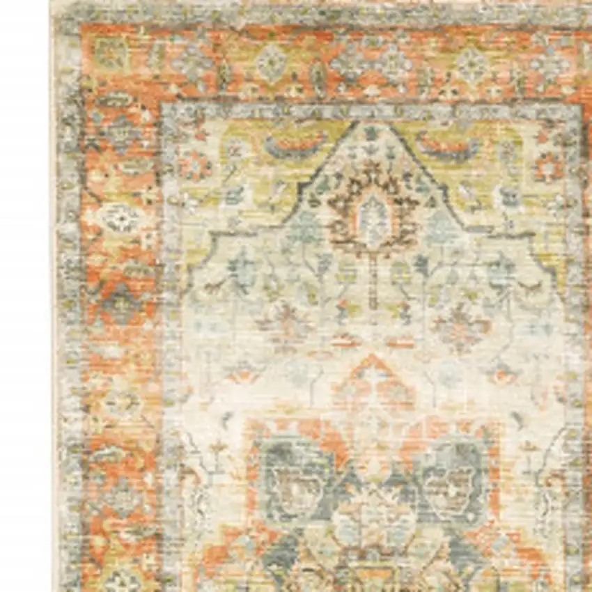 2' X 8' Blue And Orange Abstract Power Loom Stain Resistant Runner Rug Photo 6