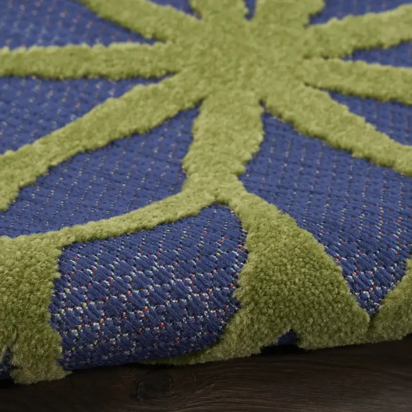 Blue And Orange Floral Power Loom Area Rug Photo 6