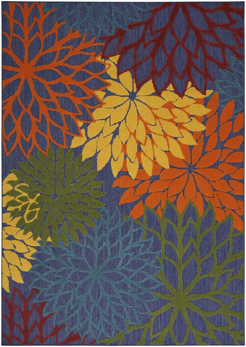 Blue Yellow and Green Indoor Outdoor Area Rug Photo 6