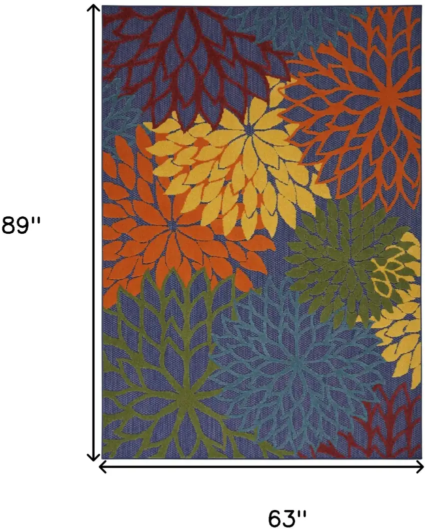 Blue Yellow and Green Indoor Outdoor Area Rug Photo 3