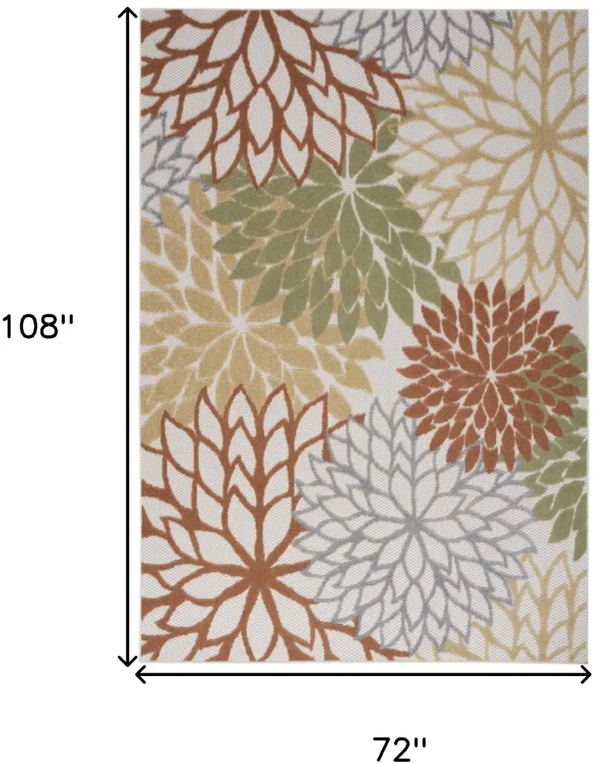 Blue And Orange Floral Power Loom Area Rug Photo 3