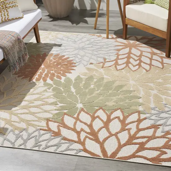 Ivory Green and Blue Indoor Outdoor Area Rug Photo 8