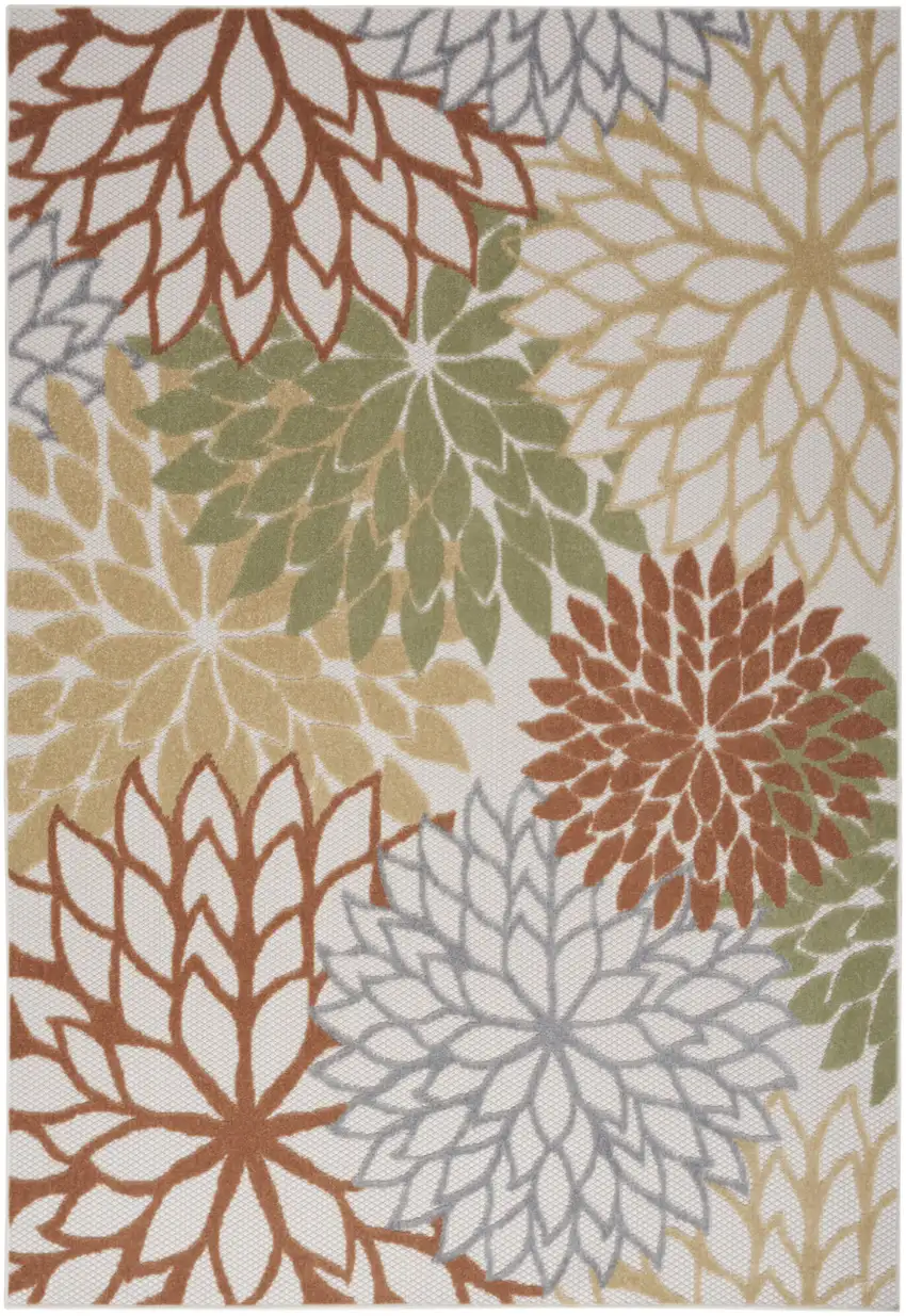 Blue And Orange Floral Power Loom Area Rug Photo 1
