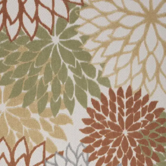 Ivory Green And Blue Indoor Outdoor Area Rug Photo 6