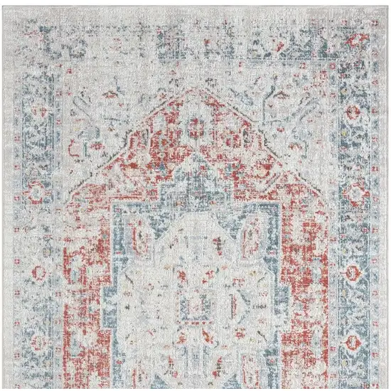 Blue And Orange Medallion Area Rug With UV Protection Photo 9