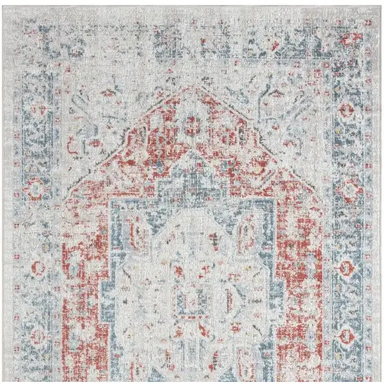 Blue And Orange Medallion Area Rug With UV Protection Photo 4
