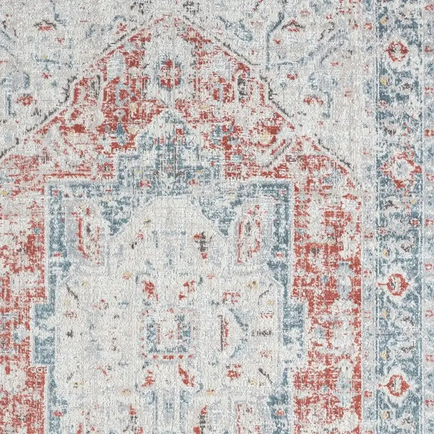 Blue And Orange Medallion Area Rug With UV Protection Photo 8