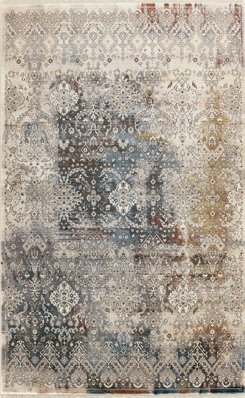 Blue And Orange Medallion Area Rug Photo 4