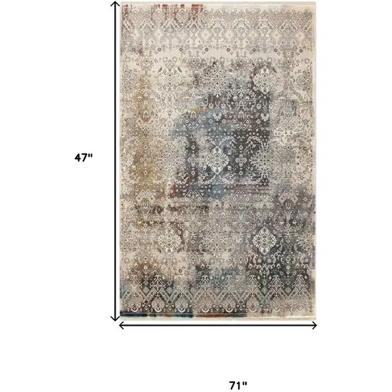 Blue And Orange Medallion Area Rug Photo 6