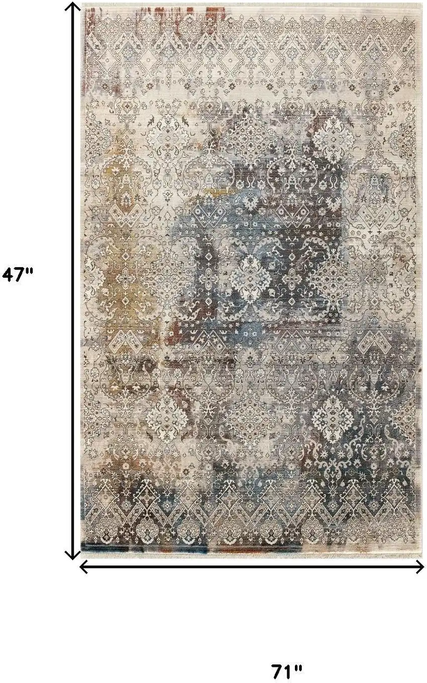 Blue And Orange Medallion Area Rug Photo 6