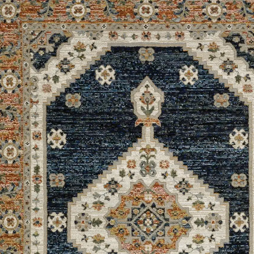 Blue And Orange Medallion Area Rug Photo 9