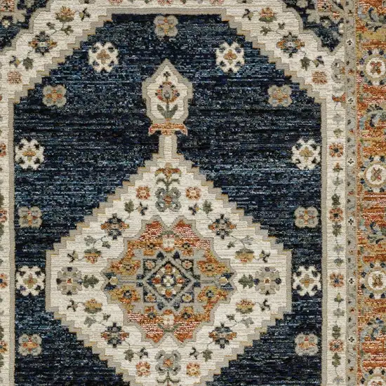 Blue And Orange Medallion Area Rug Photo 5