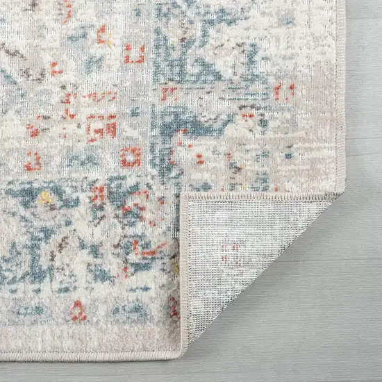 Blue And Orange Medallion Distressed Area Rug Photo 9